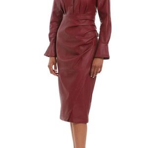 Avec Les Filles Burgundy Midi Dress